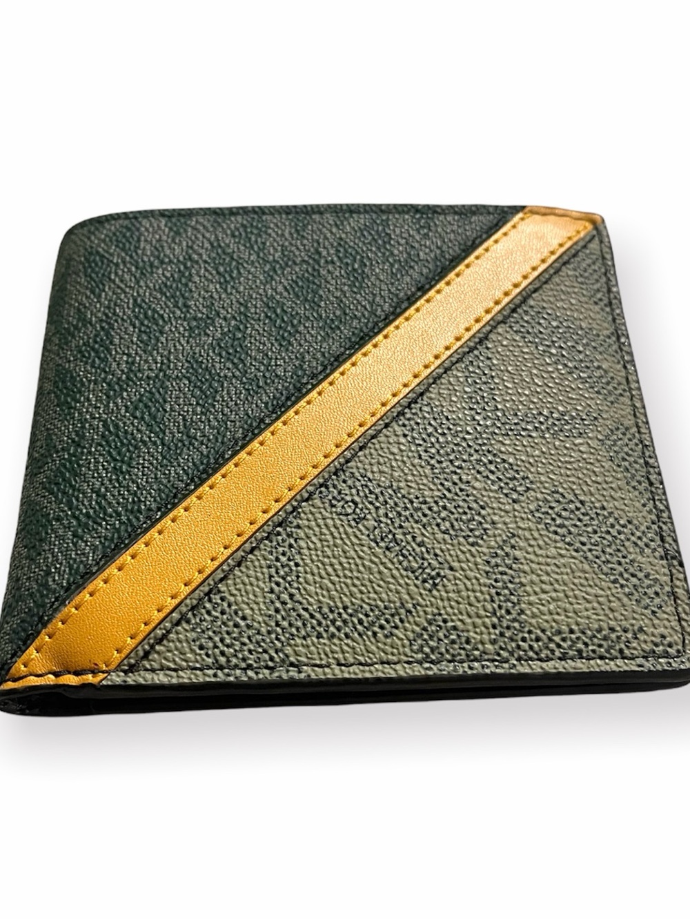 Michael Kors Green and Yellow Diagonal Logo Card Holder - Picture 7 of 8